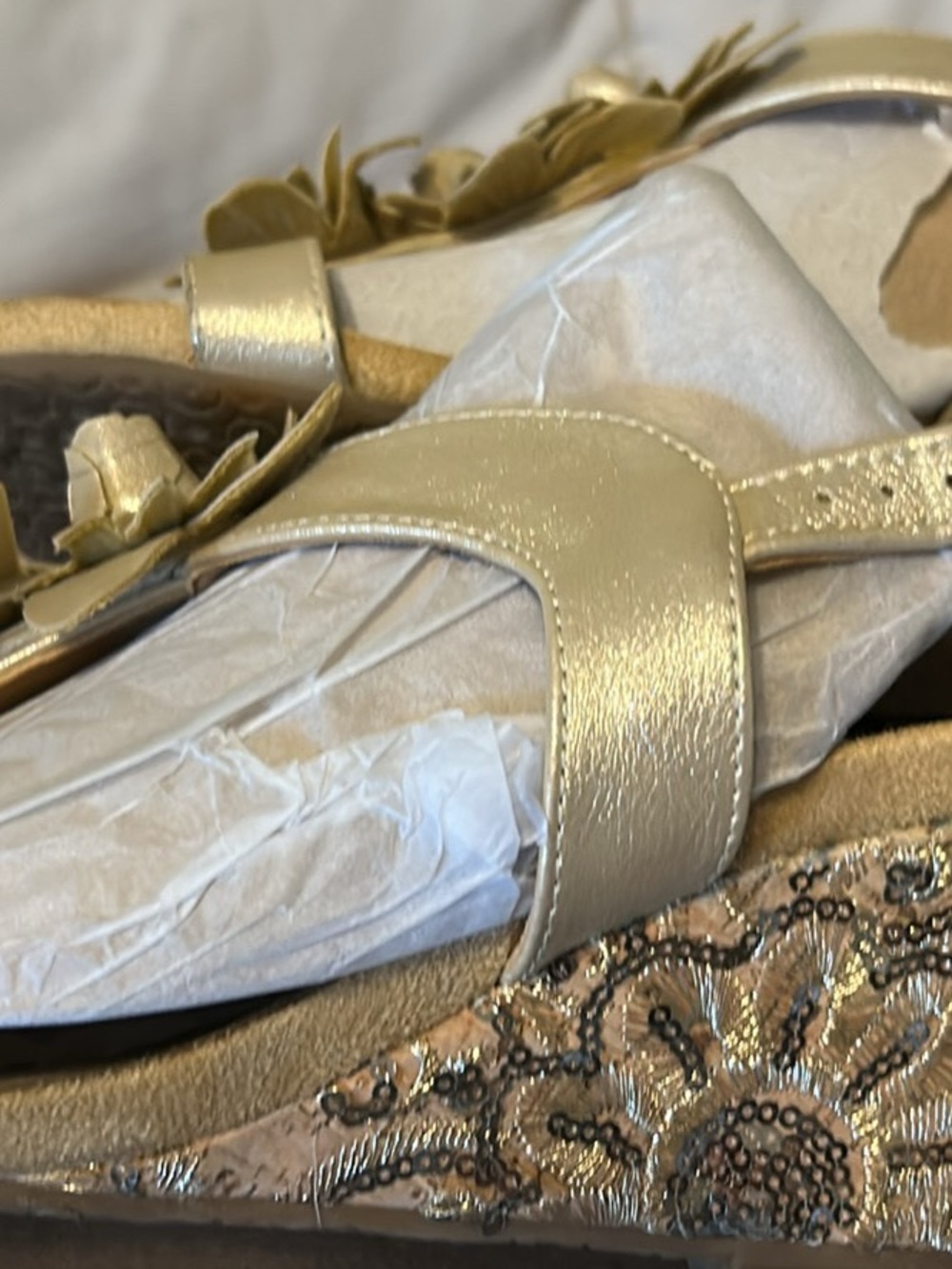 Fun Gold Strappy Sandals - Picture 2 of 7